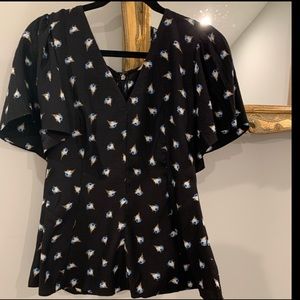 NWT SIZE 10 REBECCA TAYLOR BRIGETTE FLEUR HAMMERED SILK TOP